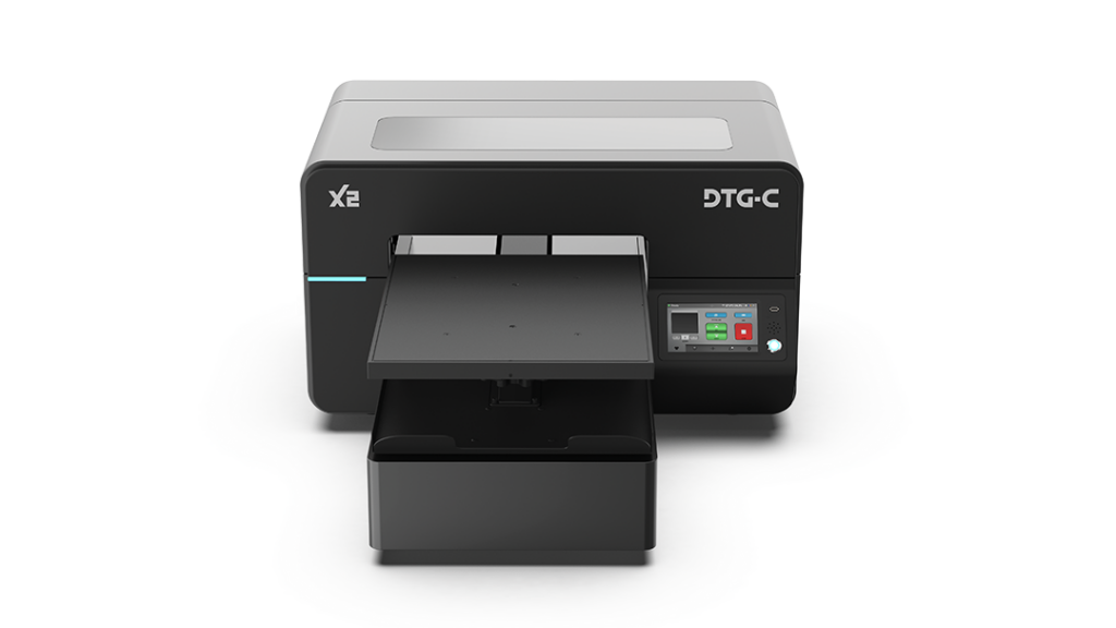 DTG & DTF Printing Cheat Sheet 5 DTG C X2 DTG Printer Front High Angle Screen On Web